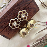 Vriksham Red Floral Kundan With Gold Dome & Pearl Detailing Jhumka -G20127